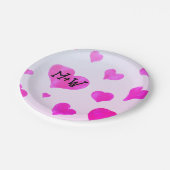 Roze waterverf harten Custom Paar naam initialen Papieren Bordje (Gekanteld)