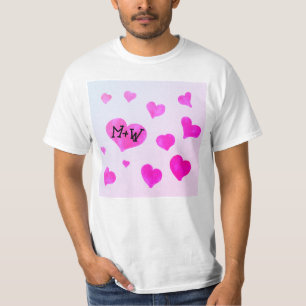 Roze waterverf harten Custom Paar naam initialen T-shirt