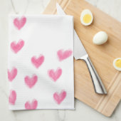 Roze Waterverf Harten - Keukenhanddoek (Quarter Fold)