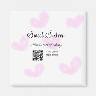 Roze waterverf harten QR Sweet zestien verjaardag Magneet