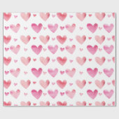 Roze Waterverf Harten Valentijnse Cadeaupapier (Vlak)