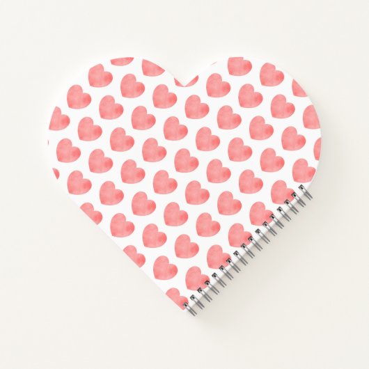 Roze waterverf hartpatroon notitieboek (Achterkant)