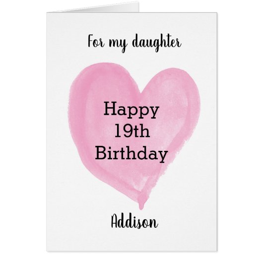 Roze Waterverf Hartslag 19e verjaardag (Voorkant)