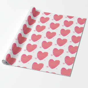 Roze Waterverf Heart Cadeaupapier