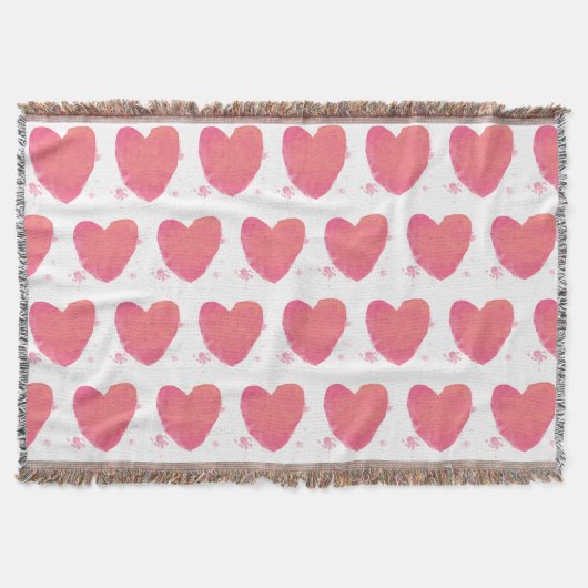 Roze Waterverf Heart Deken (Voorkant)