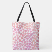 Roze Waterverf Hearts Patroon Tote Bag (Achterkant)
