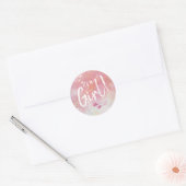 Roze Waterverf Het is een meisje envelop afdichtin Ronde Sticker (Envelop)