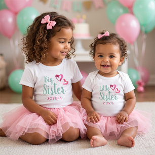 Roze Waterverf hoort grote zuster monogram bij Kinder Shirts