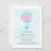 Roze Waterverf Hot Air Ballon Baby shower Kaart (Voorkant)
