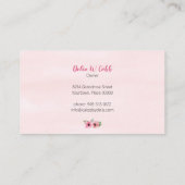 Roze waterverf huwelijkscake visitekaartje (Achterkant)