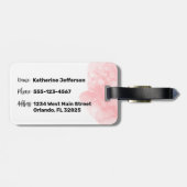 Roze Waterverf Initiaal Monogram Bagagelabel (Achterkant horizontaal)