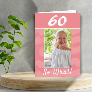 Roze Waterverf Inspirerend Foto 60e Verjaardag Kaart