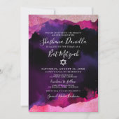 Roze Waterverf joodse vleermuis mitswa Kaart (Voorkant)