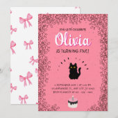 Roze Waterverf kattenverjaardag Kaart (Voorkant / Achterkant)