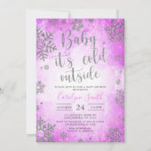 Roze Waterverf kerstBaby shower uitnodiging (Voorkant)