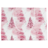 Roze Waterverf kerstbomen Groot Cadeauzakje (Achterkant)