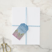 Roze Waterverf kerstboom Cadeaulabel (Met Touw)