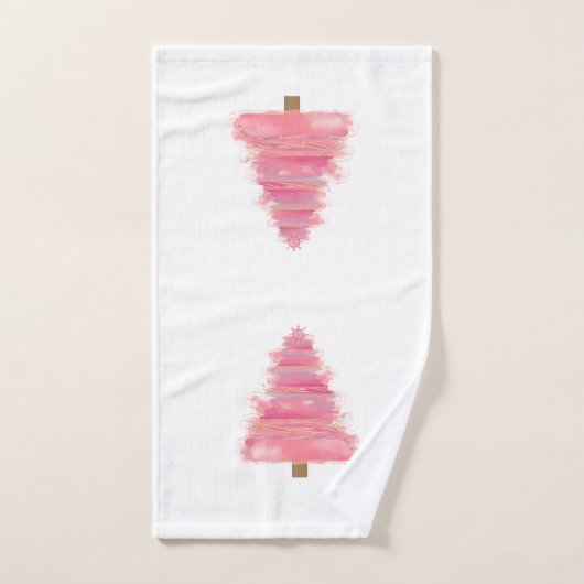 Roze Waterverf kerstboom Tea Dish Handdoek (Handdoek)