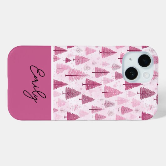 Roze Waterverf kerstboompatroon Case-Mate iPhone Case (Achterkant (horizontaal))