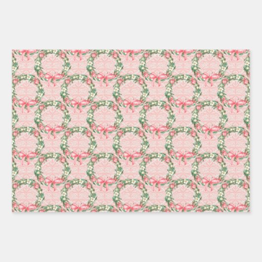 Roze Waterverf kerstmis Inpakpapier Vel (Voorkant)