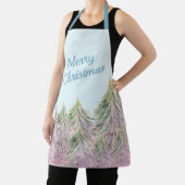 Roze Waterverf kerstmis winterbosboom Schort (Insitu)