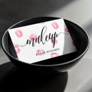 Roze Waterverf Kisses Calligrafie Makeup Artist Visitekaartje