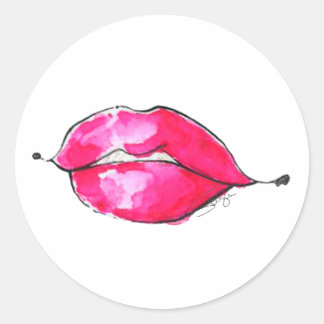 Roze Waterverf Kisses Ronde Sticker