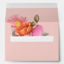 Roze Waterverf Klaproos Trouw Envelope