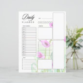 Roze waterverf klaprozen dagelijkse planner (Staand voorkant)