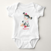 Roze Waterverf Kleine Koe Romper (Voorkant)