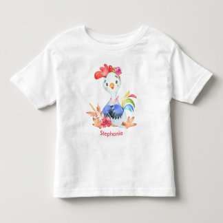 Roze Waterverf Kleine Rooster Kinder Shirts