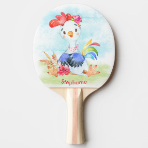 Roze Waterverf Kleine Rooster Tafeltennisbatje
