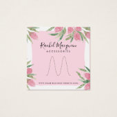 Roze Waterverf Kloeiend Floral Ring Display Vierkante Visitekaartjes (Voorkant)