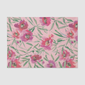 Roze Waterverf Kloeiing bloemen bloemen Tissuepapier