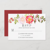 Roze Waterverf Knockout Rozen Greenery RSVP (Voorkant / Achterkant)