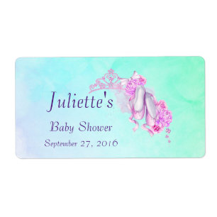 Roze Waterverf Kroon & balletschoenen Waterflesje Etiket