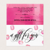 Roze Waterverf Kusjes - Cadeaubon Kaart (Buitenkant ongevouwen)