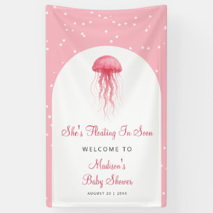 Roze Waterverf Kwallen Meisje Baby Shower Welkom Spandoek