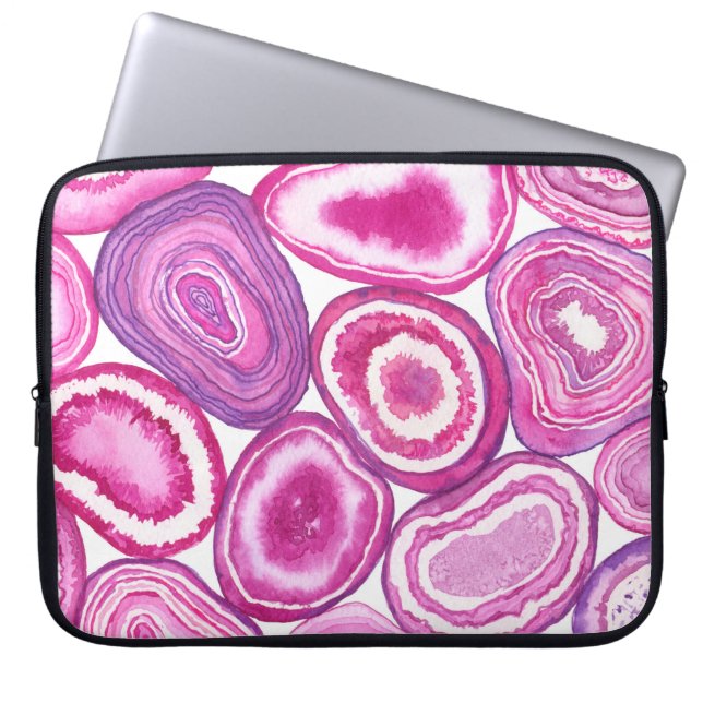 Roze waterverf laptop sleeve (Voorkant)