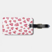 Roze Waterverf Liefde Hart Monogram Honeymoon Bagagelabel (Achterkant horizontaal)