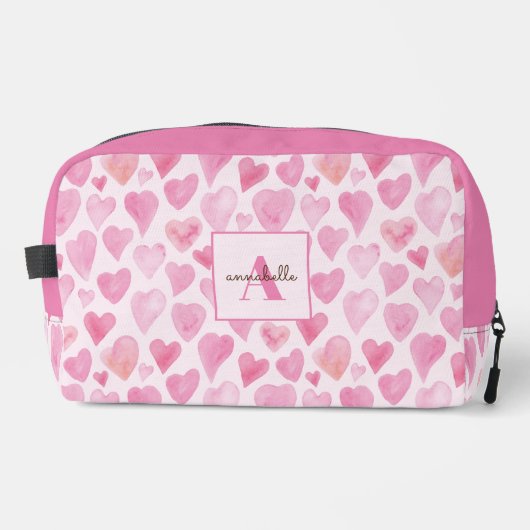 Roze waterverf liefde hart toilettasje (Voorkant)