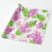 Roze waterverf lila bloemen cadeaupapier (Uitgerold)