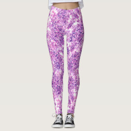 Roze waterverf lila bloemen leggings