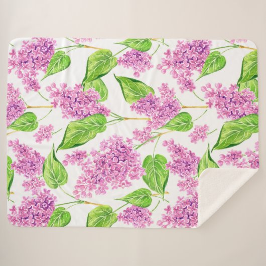 Roze waterverf lila bloemen sherpa deken (Voorkant (horizontaal))