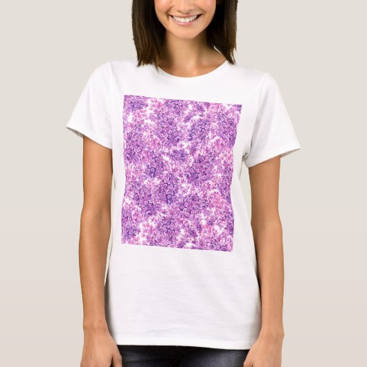 Roze waterverf lila bloemen t-shirt (Voorkant)