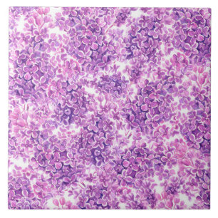 Roze waterverf lila bloemen tegeltje