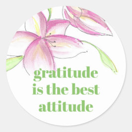 Roze Waterverf Lily Dankbaarheid Ronde Sticker