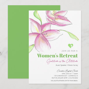 Roze Waterverf Lily Women's Church Retreat Kaart