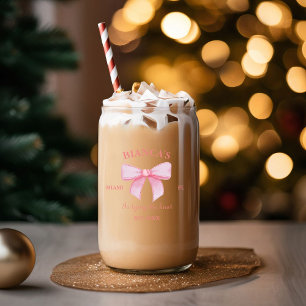 Roze Waterverf lint Blush Bachelorette party Blikvorm Glas