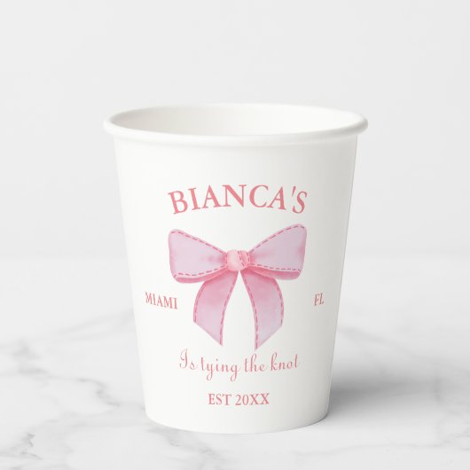 Roze Waterverf lint Blush Bachelorette party Papieren Bekers (Achterkant)